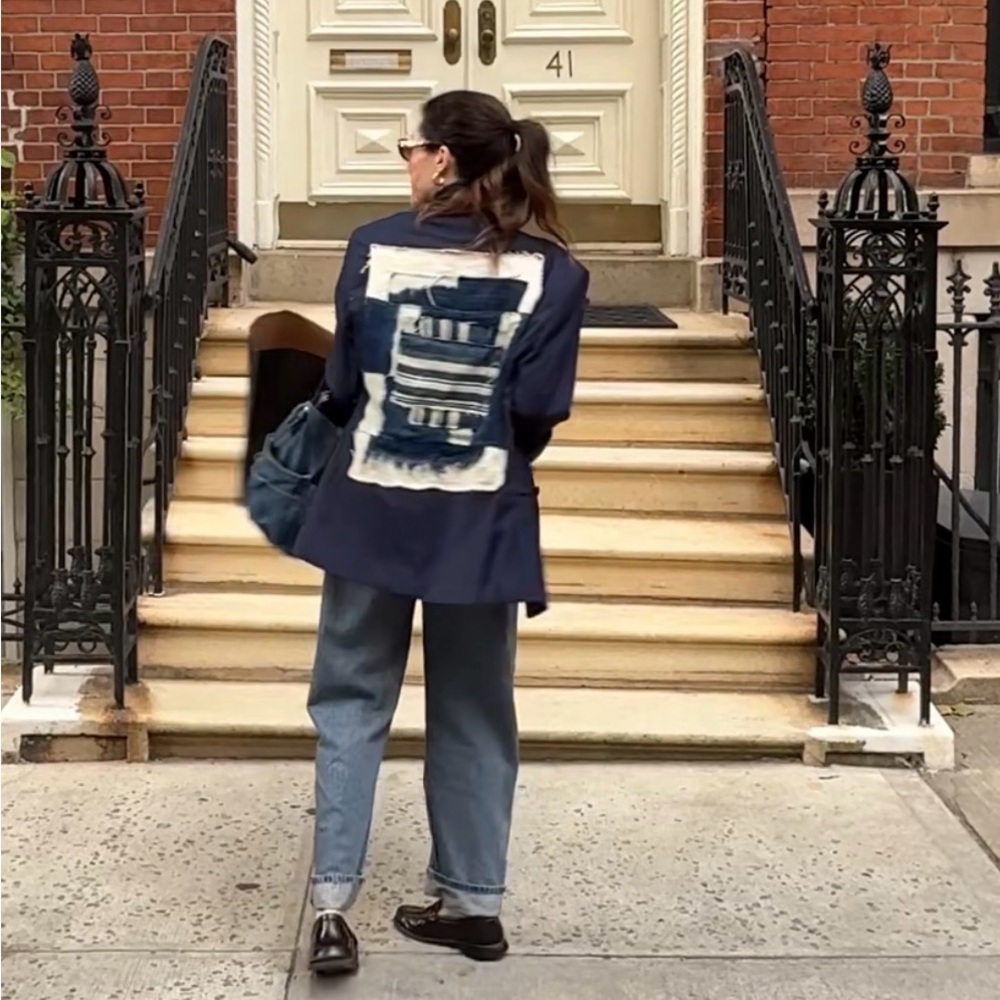 Navy vintage custom patchwork blazer - menswear s… - image 5